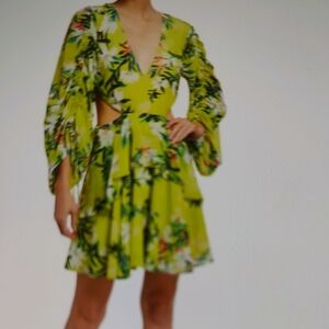 One33 Social Leaf Print Ruffle Minidress Size 2